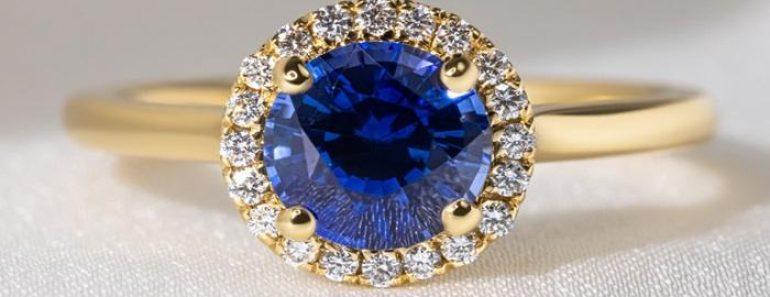Halo Ava Round Sapphire YG 1.28ct front 1